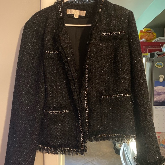 Boston Proper Jackets & Blazers - Women’s Black Blazer with Chain Design